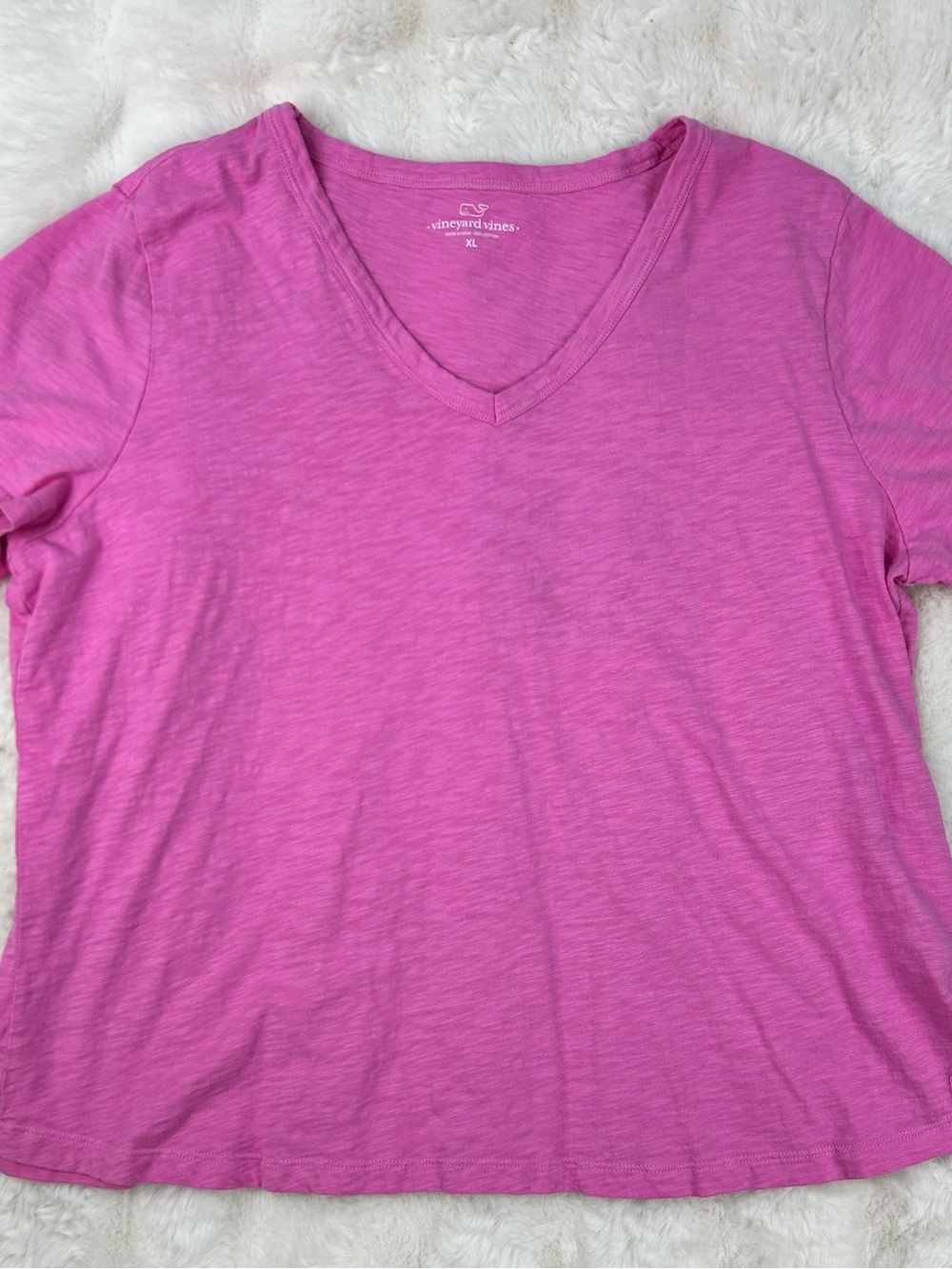 Vineyard Vines Bright Pink V-Neck Short Sleeve Tee